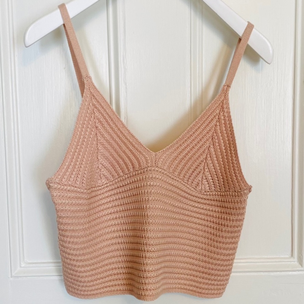 Pale Pink Knit Cami Crop Top